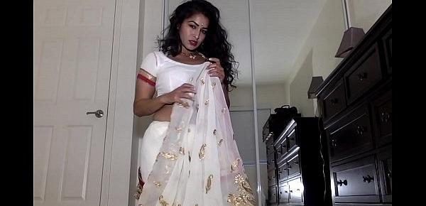  Desi Dhabi in Saree getting Naked and Plays with Hairy Pussy
